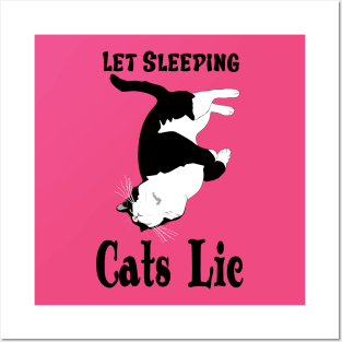 Let sleeping Cats Lie Cute tuxedo cat copyright by TeAnne Posters and Art